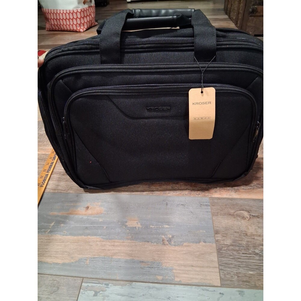 KROSER 18" Laptop Bag Expandable Laptop Briefcase RFID NEW ALL BLACK BAGS BIN - Picture 9 of 12
